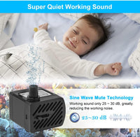 DaToo 50GPH 3W Small Submersible Water Pump Mini Fountain Pump Ultra - 3W 50GPH (With 3.3ft Free Tubing) - image 4