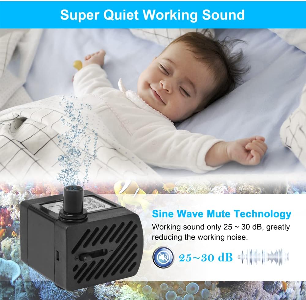 DaToo 50GPH 3W Small Submersible Water Pump Mini Fountain Pump Ultra - 3W 50GPH (With 3.3ft Free Tubing) - image 4