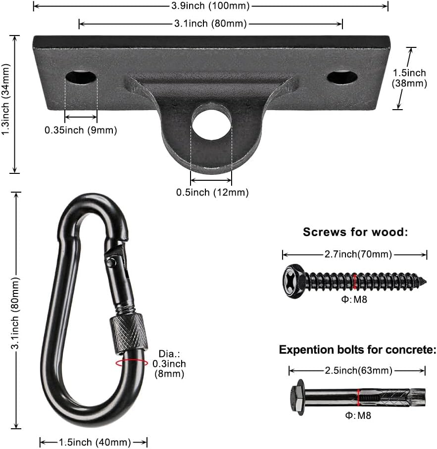 Dolibest Ceiling Mount Swing Hanger Heavy Duty Swing Set Hook - 2 Holes Ceiling Anchor - image 4