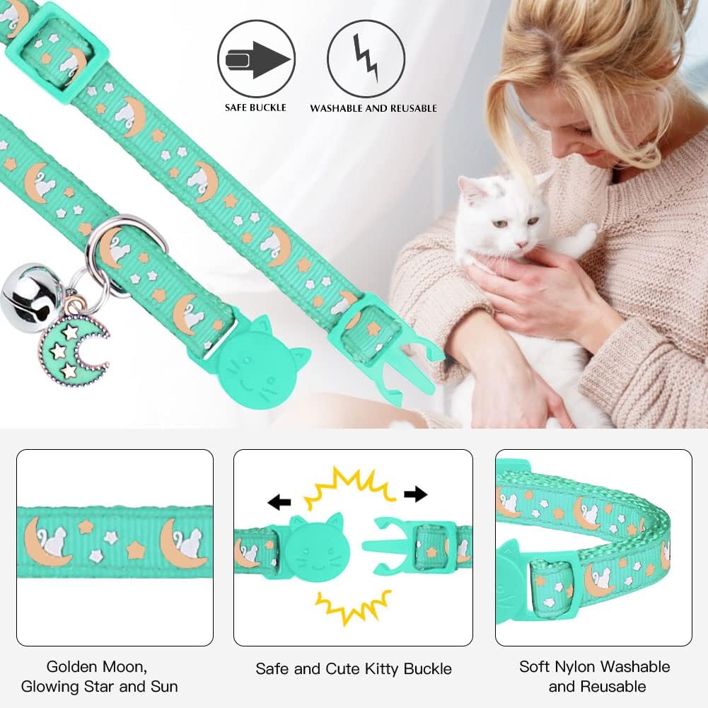 Baeuppit 2Pcs Breakaway Cats Collars Cat Collars for Boy & Girl Cats - 7.0-10.7'' / Purple+Teal - image 3