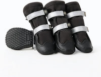 Spark Paws Dog Winter Boots, Waterproof Snow Booties - Black / Size 8: 3"x3.6"(W*L) (Pack of 4)