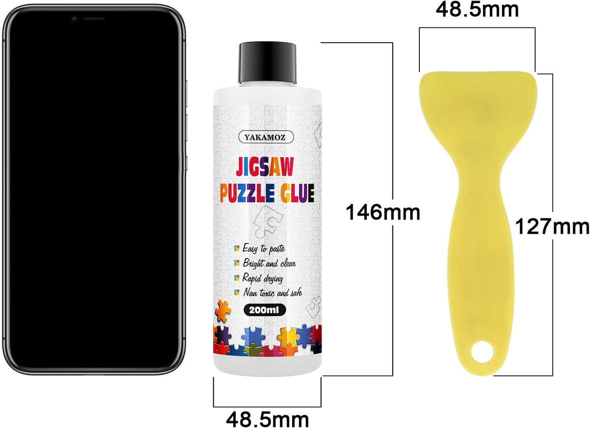 YAKAMOZ Jigsaw Puzzle Glue Clear, Quick Drying with Scraper - 200ml (Pack of 2) - image 2