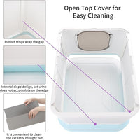 RIZZARI Cat Litter Box Top-Entry : Leak-Proof Enclosed Design Reduces Odor, for Indoor Cats & Owners (Green)
