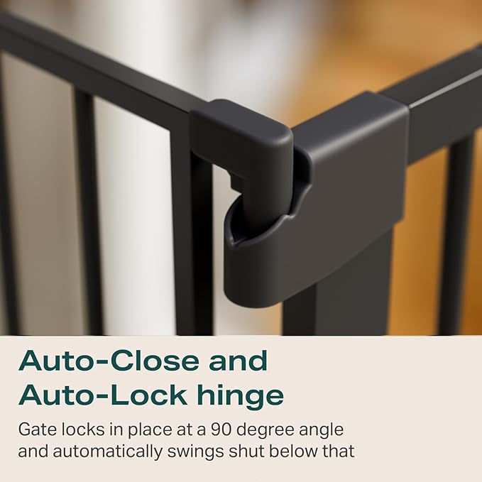 Cumbor 2 Pack 29.7-40.6" Baby Gate for Stairs, Mom's Choice Awards Winner-Dog Gate for Doorways, Pressure Mounted Self Closing Pet Gates for Dogs Indoor, Safety Child Gate with Easy Walk Thru Door