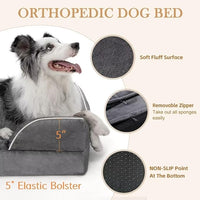 Comfort Expression Cooling Dog Bed, Jumbo Dog Bed for Extra Large Dogs, Memory Foam Orthopedic Bed, Large Breed Dogs, Waterproof Beds with Bolster & Removable Cover(Jumbo,Leaden Grey)