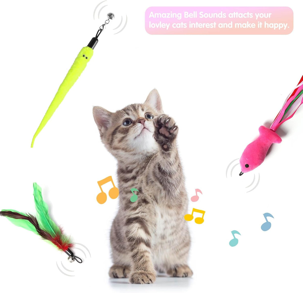 Cat Wand Toys Interactive Kitten Toys for Indoor Cats-2Pcs – Essentials for Cats - 12 PCS - image 3