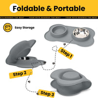 Conlun Dog Bowls with Silicone Mat, No Spill Stainless Set, XS - Medium-29oz / Grey - image 4