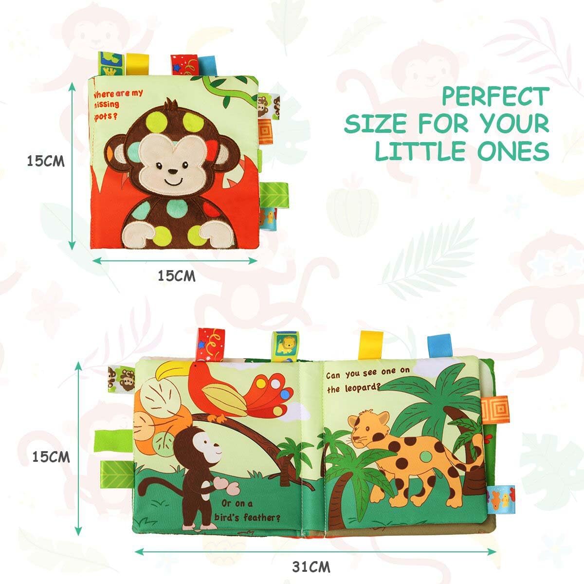 Vicloon Baby Soft Cloth Books - Colored Monkey - image 2
