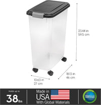 IRIS USA Airtight Pet Food Storage Rolling Container - 38 lbs / Black - image 3