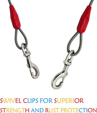 Petest 25ft Tie-Out Cable with Crimp Cover for Super Dogs Up to 250 Pounds