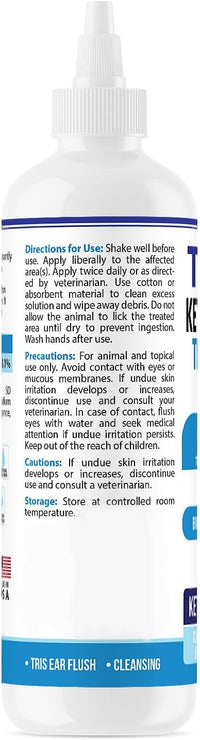 Truseb | Dog Ear Flush Ketoconazole Dog Ear Wash, Cats and Horses, KETOCONAZOL 0.1% Tris Ear Flush for Dogs (12 oz) Made in U.S.A (Ketoconazole Ear Flush, 24 oz)