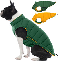 Lelepet Reversible Dog Coat Windproof Dog Jacket Lightweight Puffer - Medium / Green