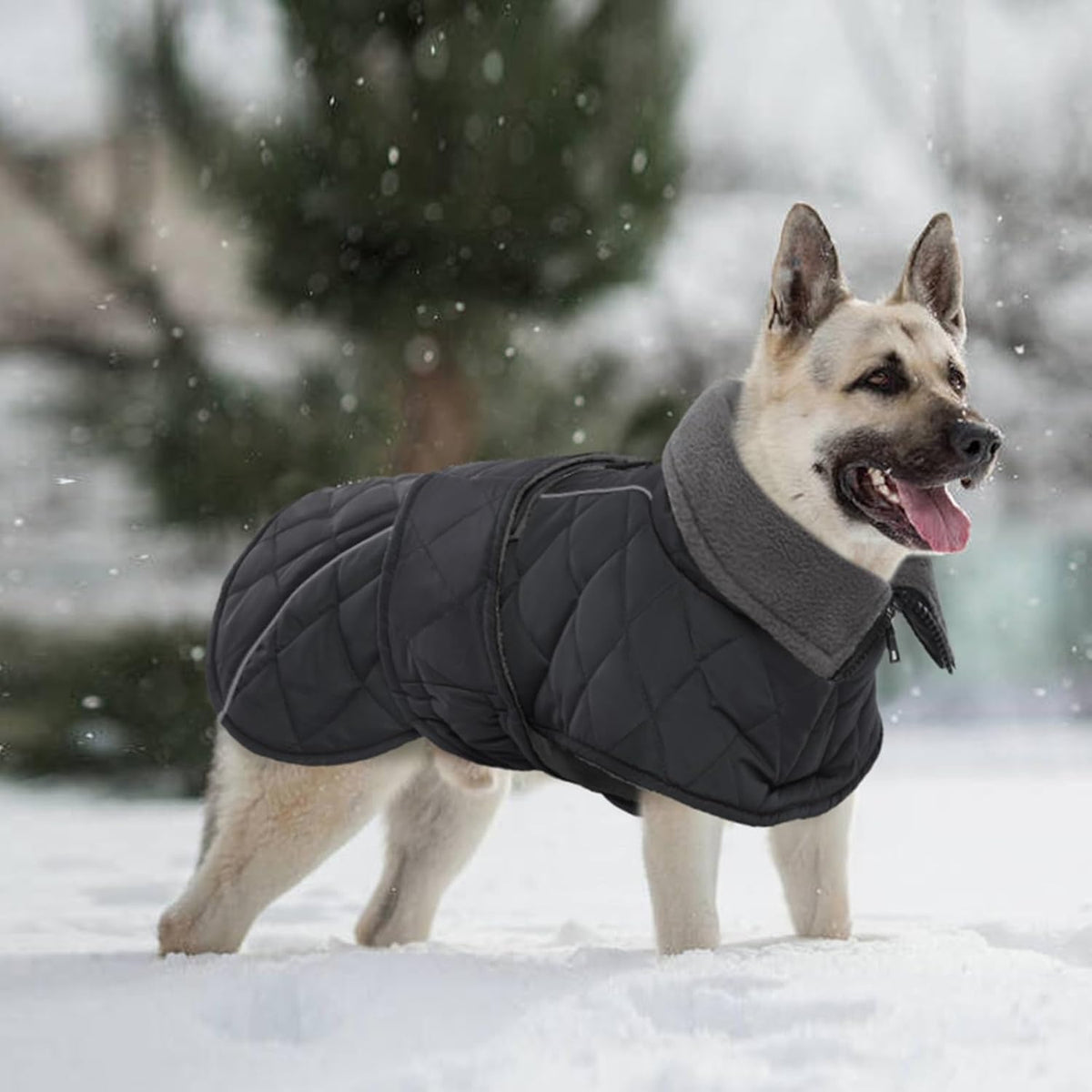 Kuoser Large Dog Coat, Fleece Lined Dog Winter Jacket with Harness Hole, L – Essentials for Dogs - X-large (Chest: 24.4" - 29.92") / Silver Grey - image 4