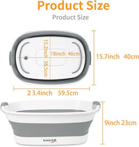 Collapsible Dog Bath Tub for Small Dogs & Cats, Portable Puppy Bath Tub with Water Drain Plug, Space Saving Foldable Pet Bathtub for Indoor & Outdoor Use, Grey