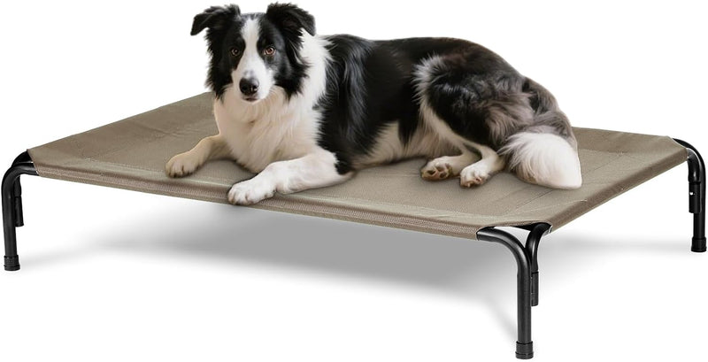 Elevated Dog Bed Outdoor, Medium Raised Cooling Dogs Cot - Brown / 41"L x 27"W x 8"Th