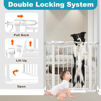 Extra Wide Baby Gate for Doorways 29.9"-53.1", Pressure Mounted Dog Gates With Door, Child Safety Barrier Walk Thru Indoor, Large Babygate Long for Kids Toddler Pet Outside, 30 In Tall White