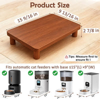 SZEE Cat Food Stand, Elevated Cat Feeder Stand for Automatic Feeder & Bowls – Essentials for Cats - Walnut Wood / Larger ( 15.5" × 9.8" × 3" ) - image 2