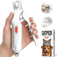 2-in-1 Cat & Dog Nail Clippers with Grinder and Dual LED Lights – Essentials for Dogs - White