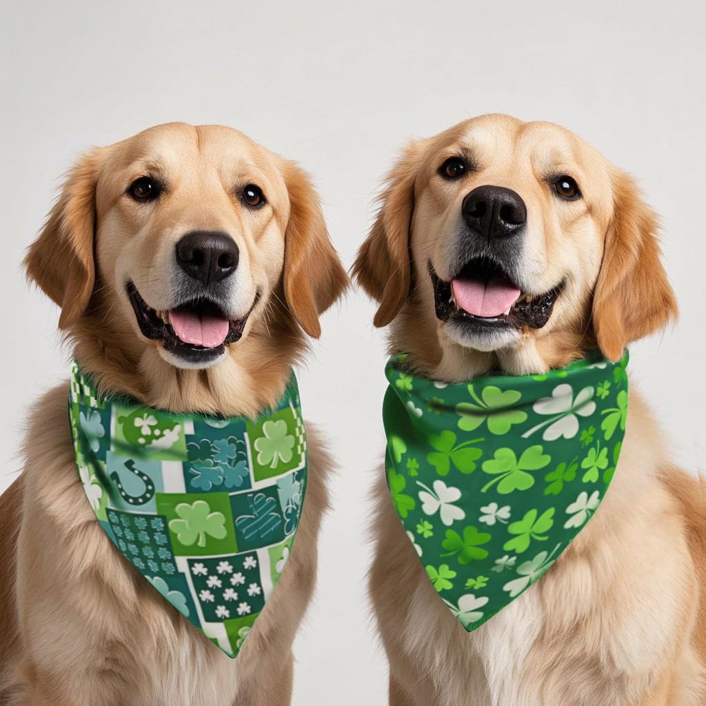 2PCS Christmas Dog Bandanas – Red and Green Plaid with Tassels - BIG FRENCHIES