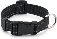 Dog Collar for Small Medium Dogs with Buckle - Black / Small