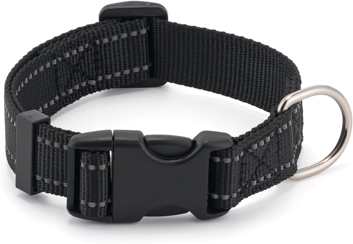 Dog Collar for Small Medium Dogs with Buckle - Black / Small