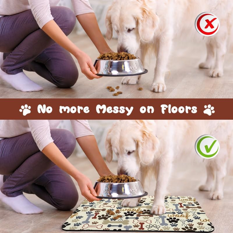 Dog Food Mats for Floors Waterproof - Beige / 24"L x 16"W - image 4
