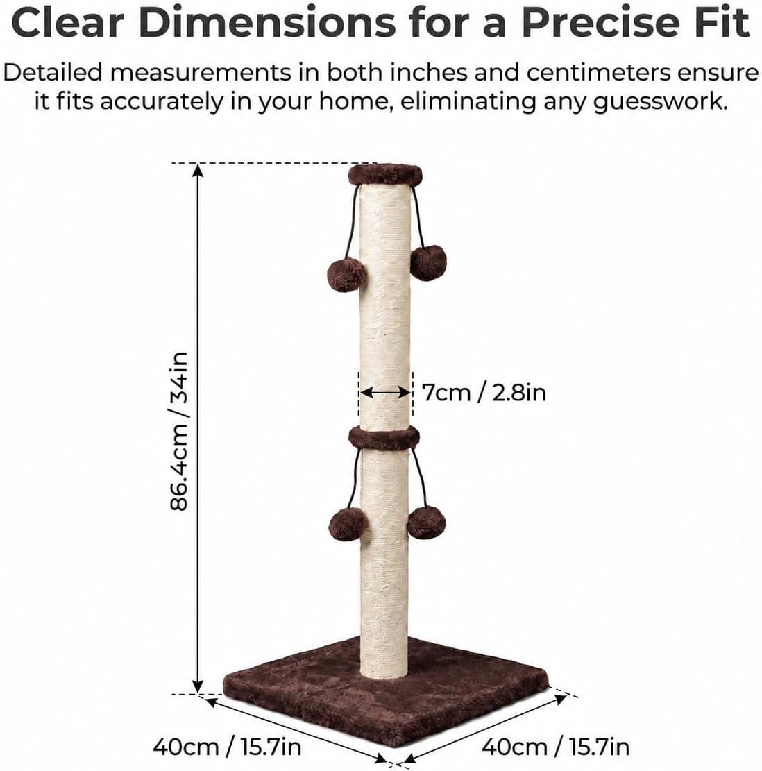 Dimaka 29in Cat Scratching Post - Dark Brown / 34 inches for Large Cats - image 2