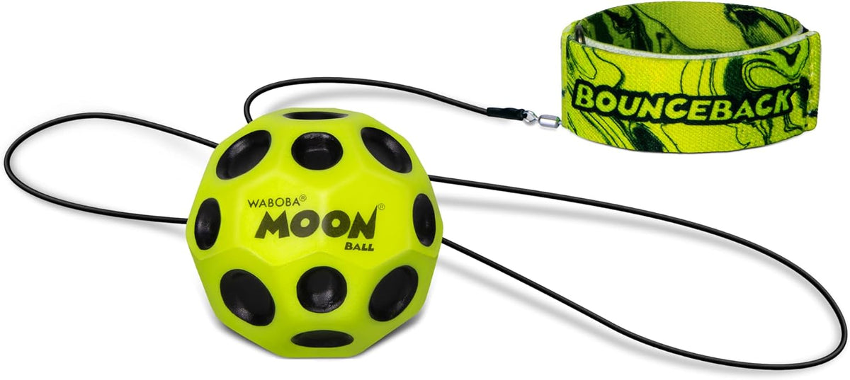 Waboba Bounceback Returning Black and Blue Moon Ball Hyper Bouncy - Yellow
