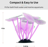 Uniclife Silicone Coral Plant Decorations Glowing Artificial Ornament - Green / Coral - image 2