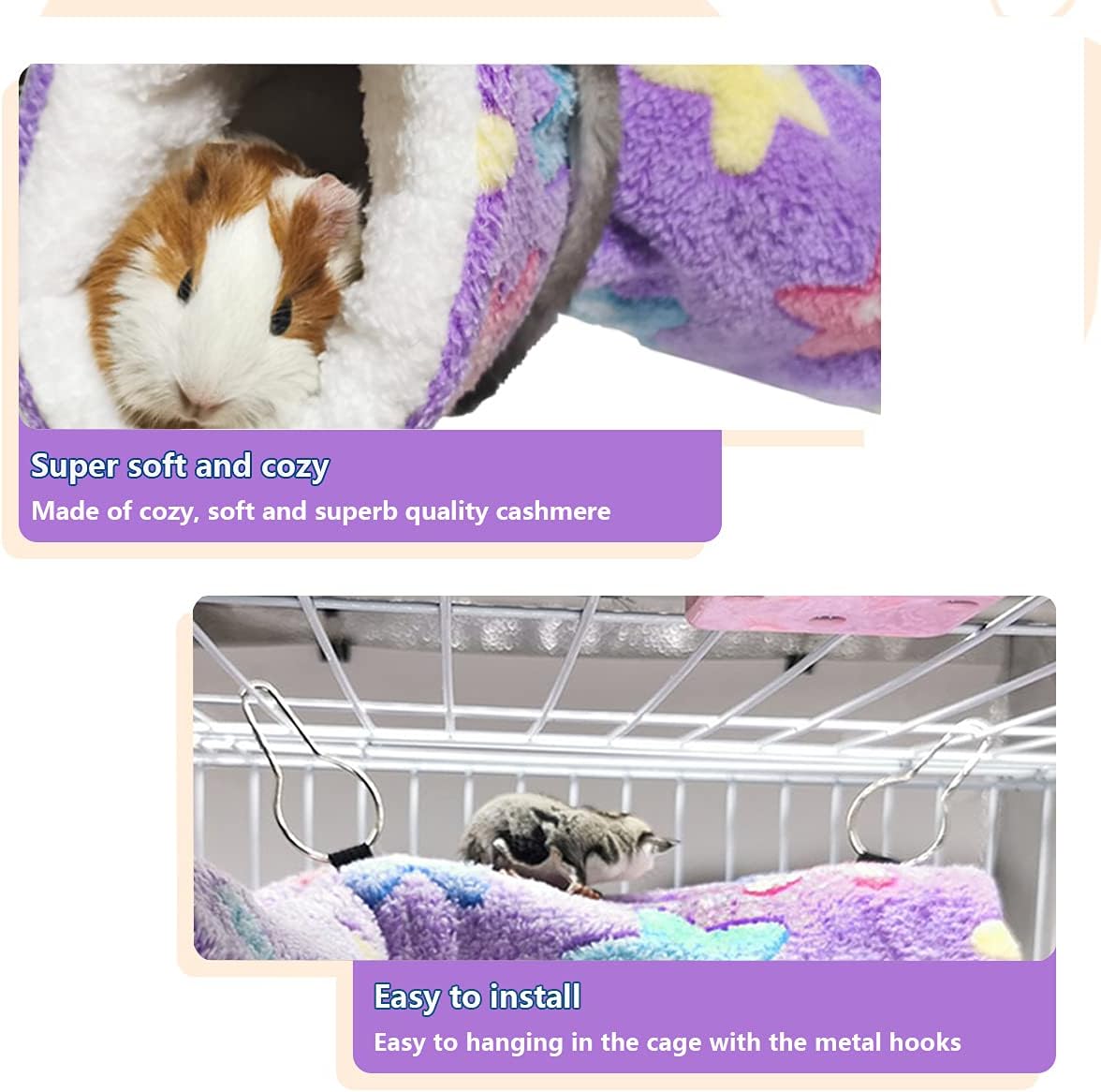 LEFTSTARER Guinea Pig Accessories Sugar Glider Cage Accessories - purple-star / Star - image 4