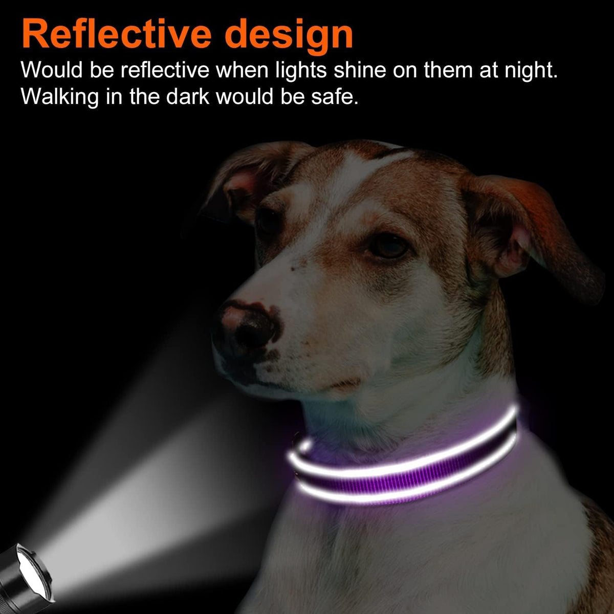 Joytale Reflective Dog Collar, Adjustable Neoprene Padded - Large (Pack of 1) / Purple - image 2