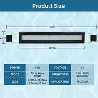 DaToo LED Aquarium Light Full Spectrum Fish Tank Light with Dimmer - 16~20 Inch - image 2