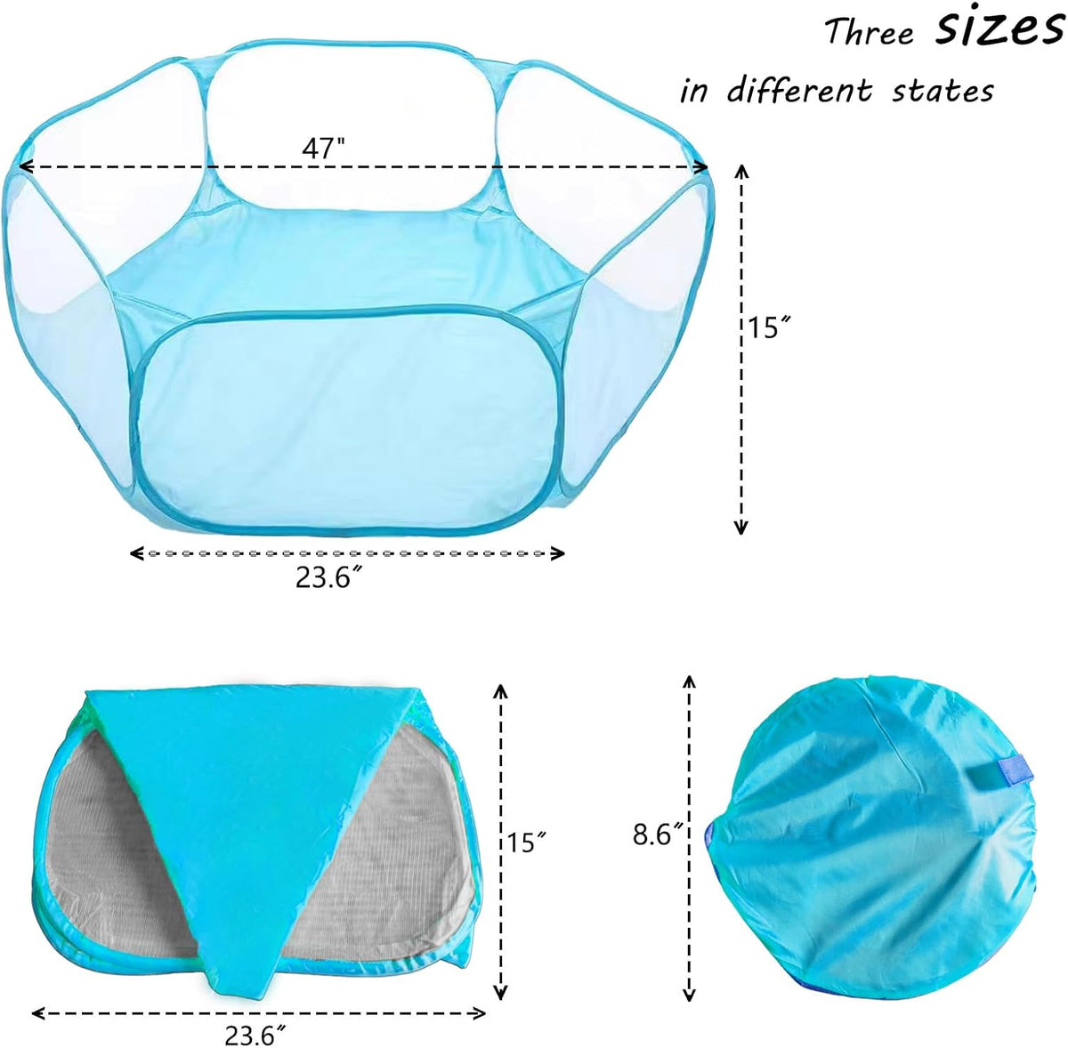 Small Animals Playpen, Portable Pop-up Open Interactive Pet Tent - Blue - image 3