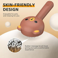 Cat Steam Brush, Self Cleaning Pet Spray Hair Removal Comb with Release Button, 3 In 1 Cat Brush for Indoor Cats, Waterproof Pet Grooming Brushes for Long Short Haired Dogs Cats（Brown）
