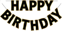 Pre-Strung Happy Birthday Banner - Black Gold