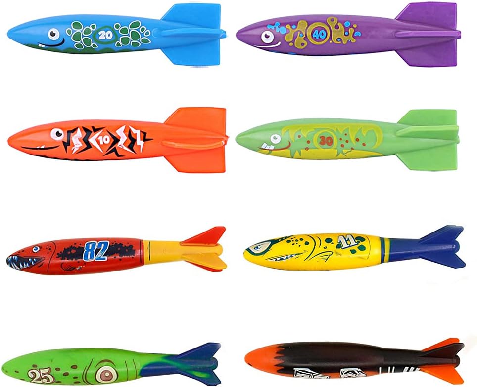 Diving Pool Toy Underwater Swimming Throwing Diving Torpedo Shark - Shark 8 Pack