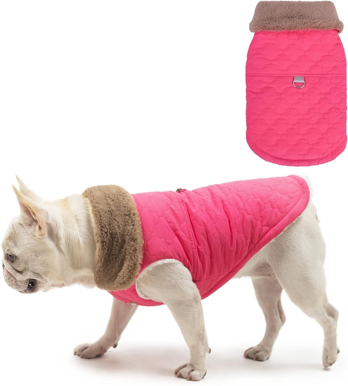 BEAUTYZOO Warm Dog Puffer Jacket Vest - Rose Pink / XS (Back: 10",Chest: 15")