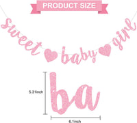 BEISHIDA Pre-Strung Glitter Champagne Girl Baby Banner Baby Shower - Dark Pink - image 3