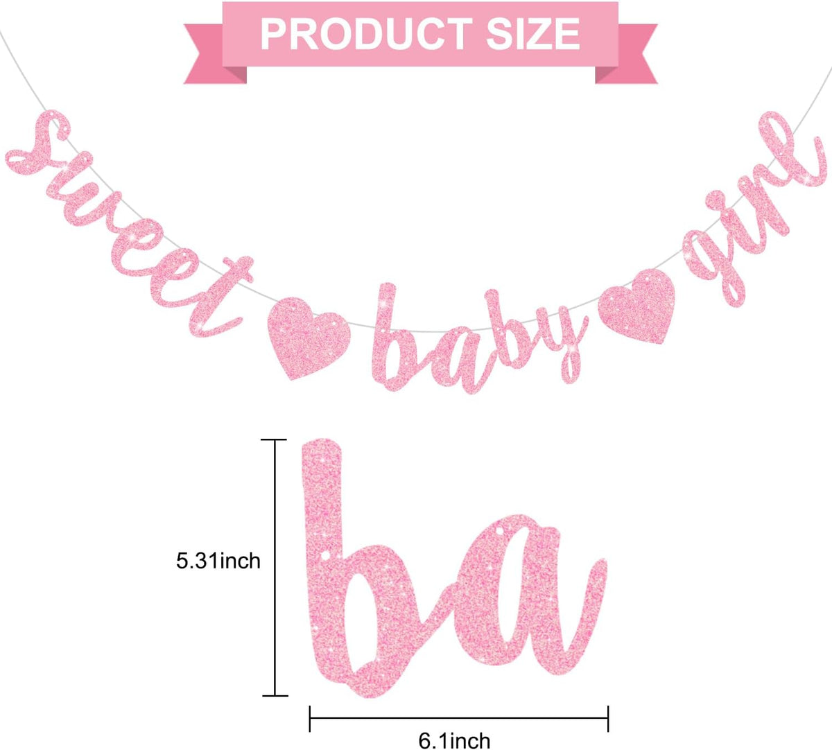 BEISHIDA Pre-Strung Glitter Champagne Girl Baby Banner Baby Shower - Dark Pink - image 3