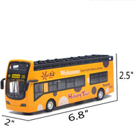 Ailejia red open top double decker sightseeing bus toy with alloy body - view 4