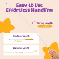 Cat Wand 38" - Retractable Cat String Toy with Spider Teaser and Refill, Perfect Interactive Toy for Indoor Cats and Kittens