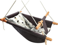 Tislly indoor outdoor baby swing in grey cotton with beech wood frame and 5-point belt - view 3