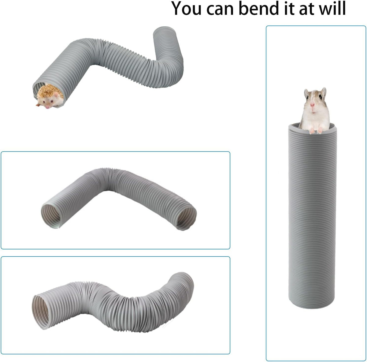 Plastic Hamster Tunnels, Small Animal Tubes - 【Grey】 / 【1 PCS】 - image 3