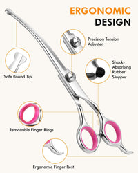 6-in-1 Dog Grooming Scissors - Pink Curved - image 3