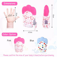 2Pack Silicone Teething Mitt - Blue Dots & Pink Hearts - image 2