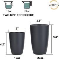 Wrova set of 8 black reusable wheat straw cups, 20 oz, stackable - view 24