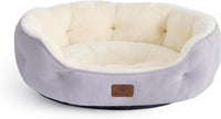 Bedsure Small Dog Bed Washable, Round Cat Beds for Indoor Cats - 25"L x 21"W x 8"Th / Azure Lilac