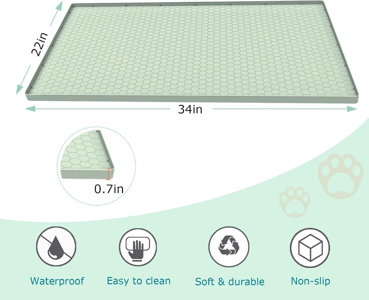 Cat Litter Mat, Silicone Large Cat Mat for Litter Box - 34"L x 22"W / Green - image 4