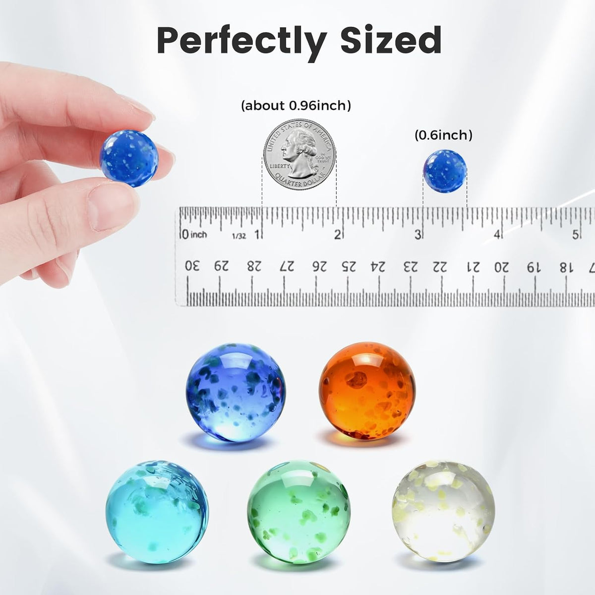 SallyFashion glow in the dark glass marbles, 25 colorful crackle marbles in a clear box - view 3