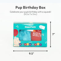 ZippyPaws Birthday Box - Dog Squeaky Toys to Keep Them Busy, Funny Food Plush for Small, Medium, & Large Dogs, Cute Stuffed Puppy Toy & Hat, Pet Products, Gift for Dogs of All Breeds - 3-Pack